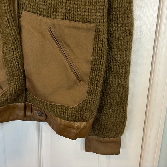 Vanessa Bruno Merino Wool Blend Faux Fur Collar Knit Brown Sweater Coat - Picture 8 of 12